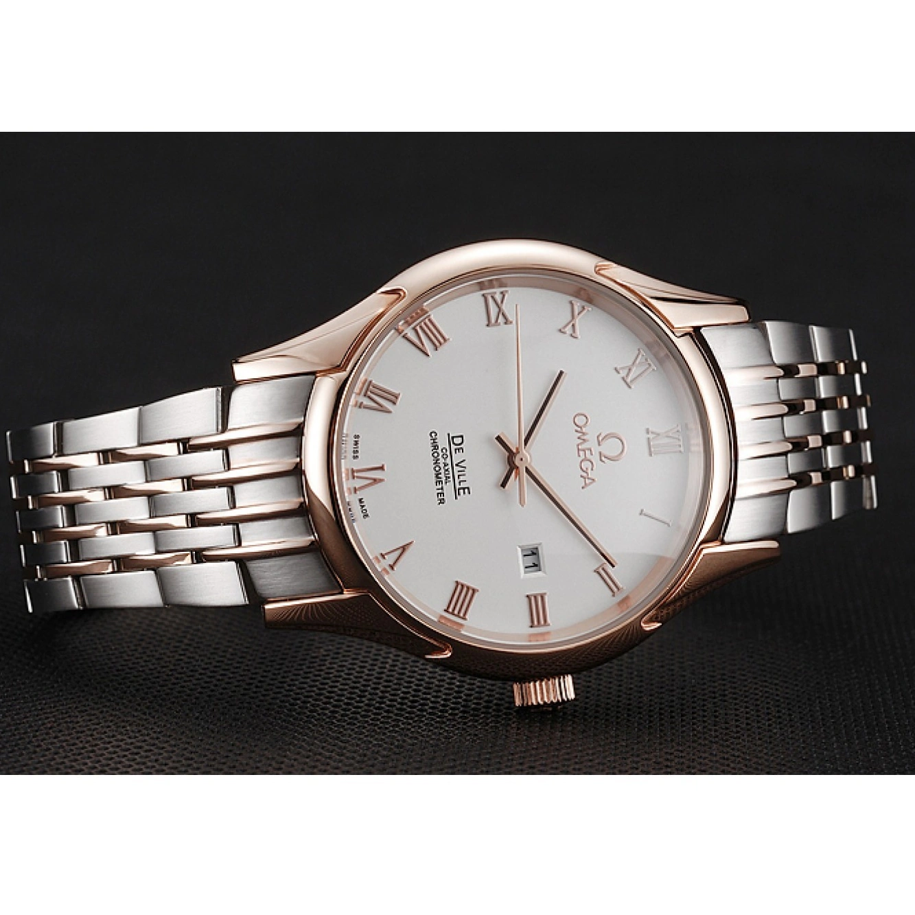 1026 Omega De Ville White Dial Rose Gold Case Two Tone Bracelet 1453781